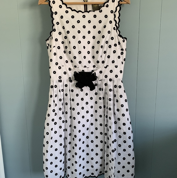 🗝 Taylor White/Black Cotton Spring Summer Dress vintage style - Picture 2 of 14